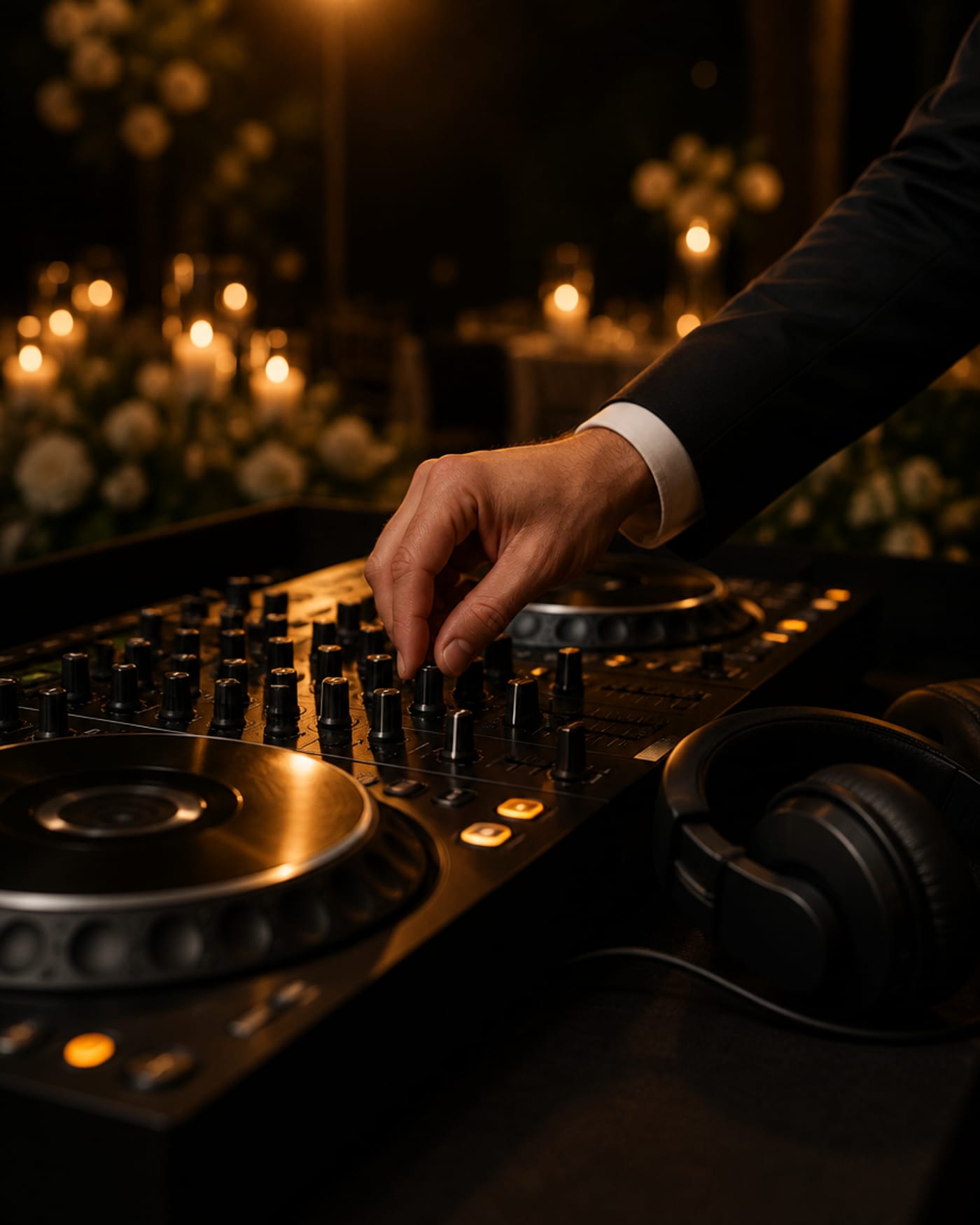 Detal stanowiska DJ-skiego podczas wydarzenia